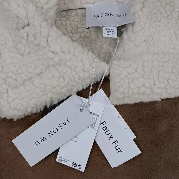 Jason Wu Women's Sherpa Lined Double Faced Faux Suede Vest - Picture 3 of 3